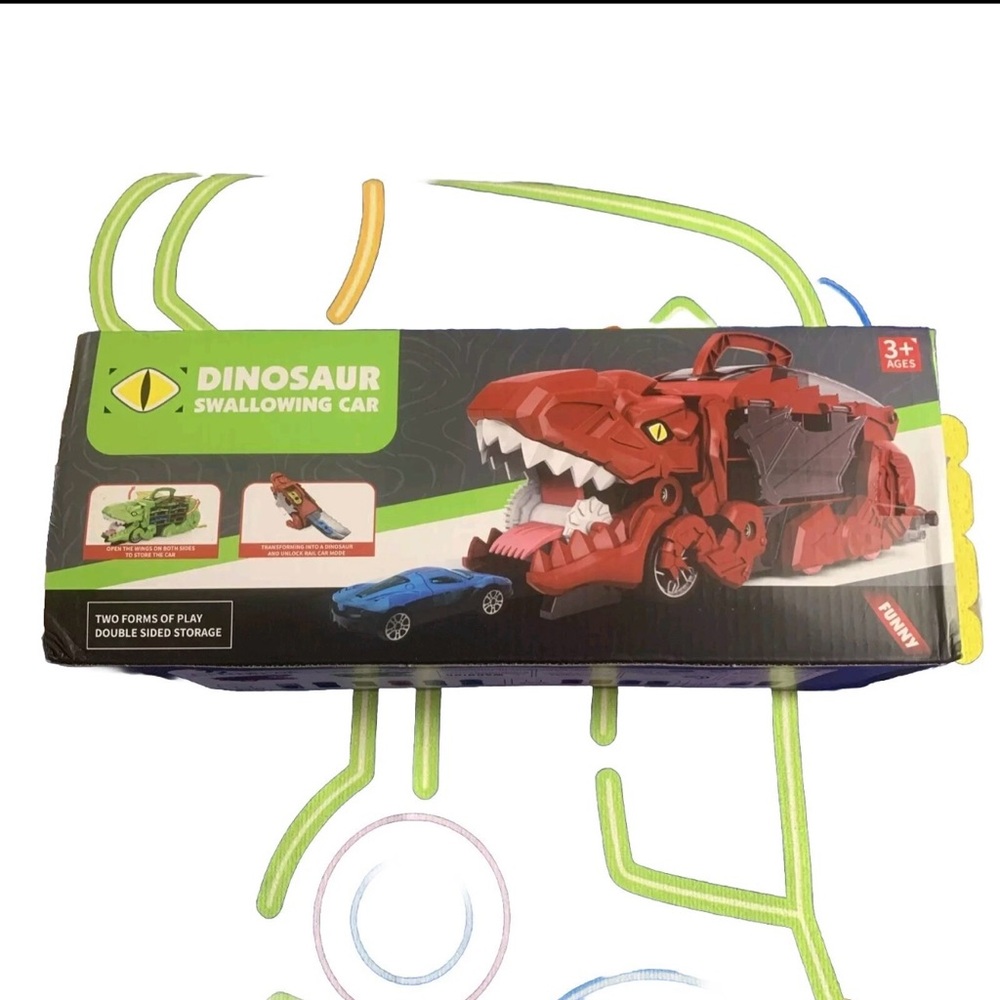 Dino Truck Dinosaur Swallowing Car Color Red/Green New In Box As Pics 3+ Age